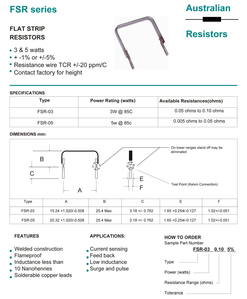 Current Sensing Resistor - FSR Series